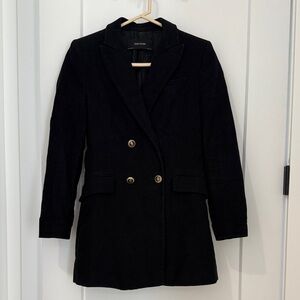 Zara Women's Black Velvet Double-Breasted Jacket